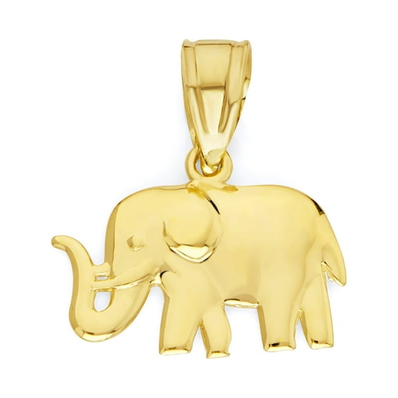 Golden Fire Solid 10k Gold Elephant Pendant - Spirit Animal Jewelry for Women