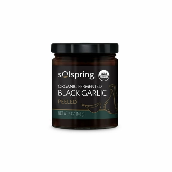 Dr. Mercola Solspring Organic Fermented Black Garlic - Peeled, 1 Jar (5 oz.), Made in USA, USDA Organic, Gluten Free, Soy Free, Vegan