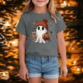 thumbnail image 2 of xaweyi Girls Halloween Shirt Cute Ghost with Pink Bow Graphic Short Sleeve Crew Neck Tee,Sizes 3-4 Years, 2 of 7