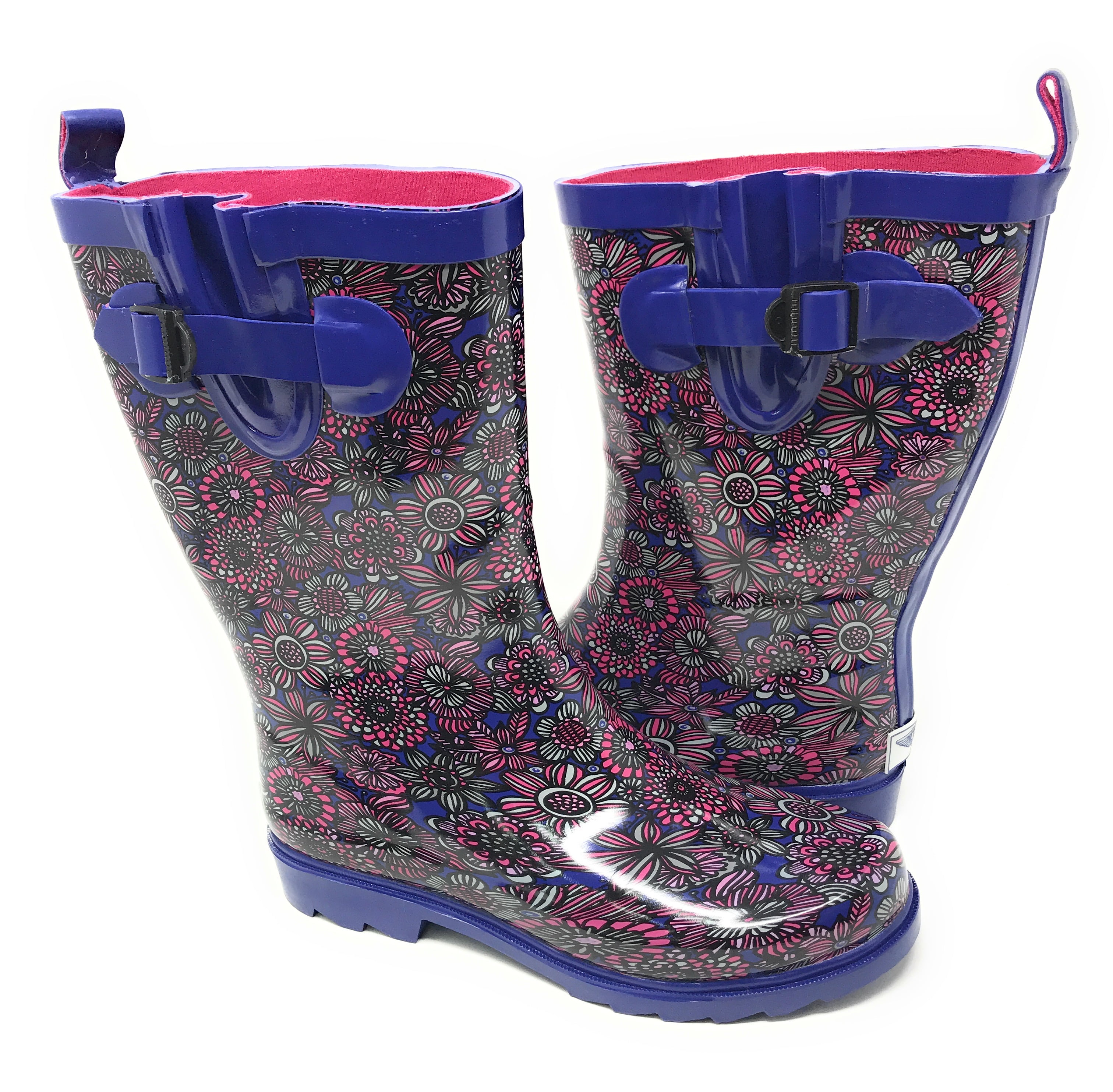 Forever Young Women's Mini Multi Flowers Rain Boots