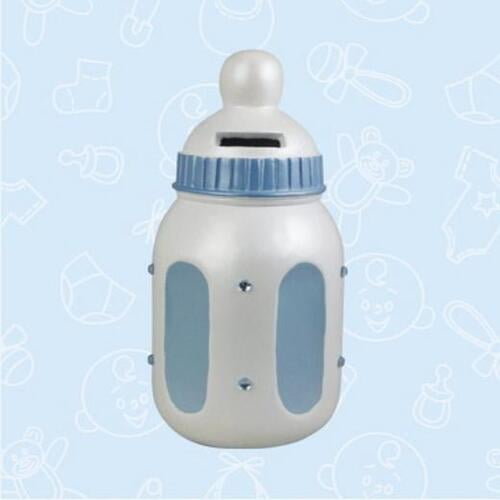 Centerpiece Baby Bottle Piggy Bank Blue