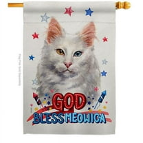 Breeze Decor H120194-BO Patriotic Turkish Angora Animals Cat 28 x 40 in. Double-Sided Decorative Vertical House Flag for Decoration Banner Garden Yard Gift