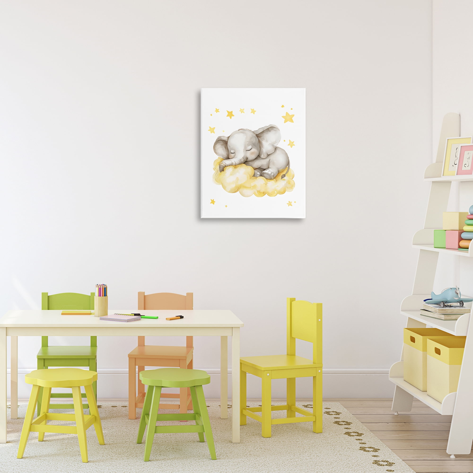 Stupell Industries Sleeping Elephant on Yellow Cloud Canvas Wall Art, design by LSR Design Studio