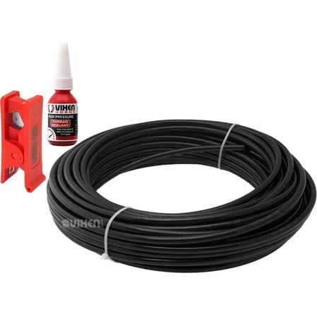 Vixen Air 3/8" OD Heavy Duty Nylon Hose 100FT with Thread Sealant and Hose Cutter for Suspension/Air Ride/Train Air Horn VXA38100K