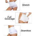 thumbnail image 4 of Women's High-Waisted Tummy Control Underwear 4-Pack - Sexy Lace Girdle Panties with Butt Lift & Slimming, 2 Black + 2 White, S, 4 of 7
