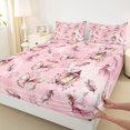 thumbnail image 3 of Homewish Flying Pink Butterflies 3pcs Twin Sheet Sets For Teens Girls Adults Female,Dreamy Princess Twin Fitted Sheet,Cartoon Fairy Elf Breathable Flat Sheet,Super Cozy Room Decor, 3 of 7