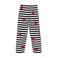 thumbnail image 3 of Lsque Ladybugs on Black and White Striped Print Men's Pajama Pants, Lounge Pant - Comfortable Home Wear,Elastic Waistband, Stylish Design-Small, 3 of 9