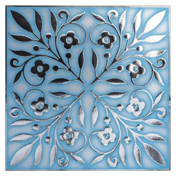 Baldosas adhesivas tipo papel tapiz Main Street, paquete de 24, 20 x 20 cm, azul y plateado