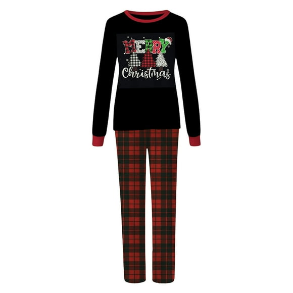 LUOGENLI Family Christmas Pajamas Matching Sets Baby Family Matching Pajamas Holiday Themed Long Sleeve Sleepwear for and Kids Cozy Loungewear Festive Family Outfits Black Size S