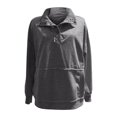 thumbnail image 5 of Sweatshirt for Women Button Down Lightweight Baggy Shirts Comfort Colors Sweatshirt Cute Tops Fall Outfits for Women Loose Fit Casual Shirts for Women Long Sleeve Tops,Dark Gray,L, 5 of 5