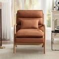 thumbnail image 2 of Ebello Mid Century Modern Accent Chair, Double-Padded Reading Armchair with Wood Frame & Lumbar Cushion for Living Room, Bedroom & Office, Brown, 2 of 8