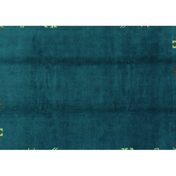 Ahgly Company Indoor Rectangle Abstract Turquoise Blue Modern Area Rugs, 7' x 10'
