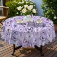 thumbnail image 4 of Butterfly and Dandelion Purple Pattern Round Tablecloth 60"x60", Wrinkle Resistant Wipeable Table Cover for Kitchen Dining Room Picnic Patio and Party, 4 of 6