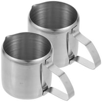 VORCOOL 2Pcs Metal Milk Frother Cup Set with Portable Handle for Cafe Use