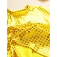 thumbnail image 5 of Kaerm Boys Girls Sparkly Sequins Metallic Long Sleeve Top T-Shirt Modern Jazz Hip Hop Stage Gold 130, 5 of 7