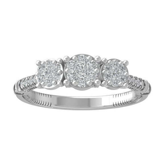 ARAIYA FINE JEWELRY 925 Sterling Silver Round-shape Diamond Composite Ring (1/2 cttw, I2-I3 Clarity, I-J Color) Size 7