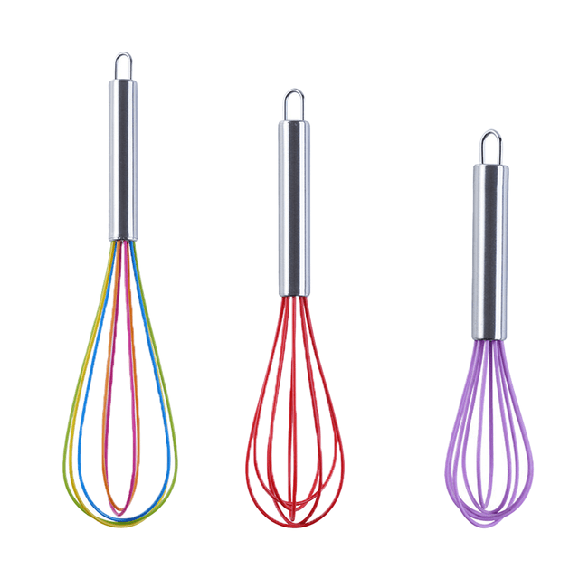 Juego de 3 batidores de alambre de silicona para cocina muy resistentes para mezclar, batir y cocinar