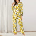 thumbnail image 2 of KLL Lilies Flowers Print Women's Long Sleeve Pajamas with Pants Sleepwear Loungewear 2 Set-Large, 2 of 7