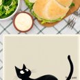 thumbnail image 3 of Amarainy Black Cat Design Linen Table Mats Set of 4 for Home Kitchen Table Decor 12x18 inch, 3 of 5