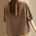 thumbnail image 3 of V Cuello Blusas para las Mujeres, de Moda Retro Bordado Cuello Redondo Cinco Cuartos de Manga para el Uso Casual, 3 of 5