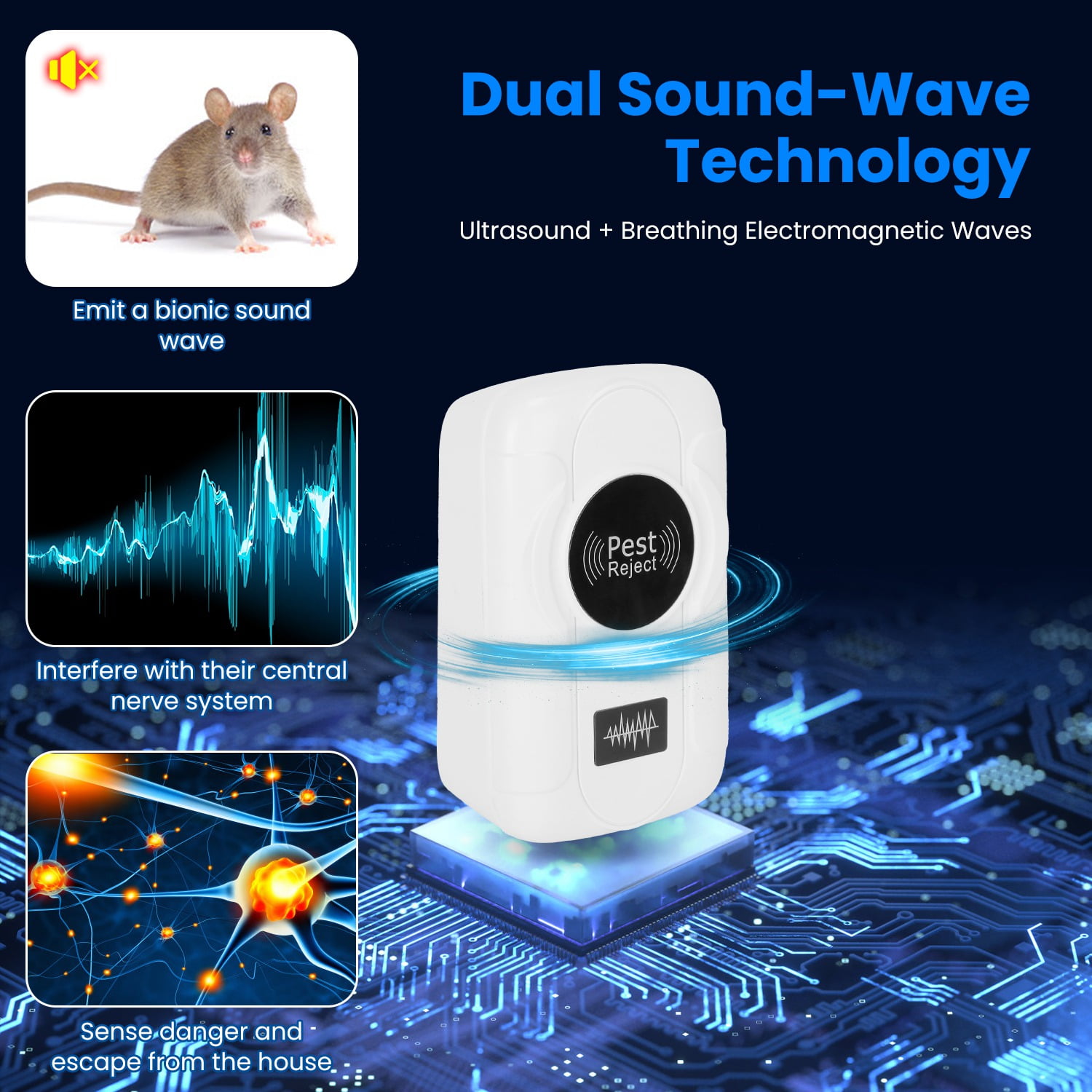 Imountek 6 Pack Ultrasonic Insect Repellent 32-120KHz Indoor Plug in Bug Repellent Mosquito Roaches Mice Control with 3 Modes