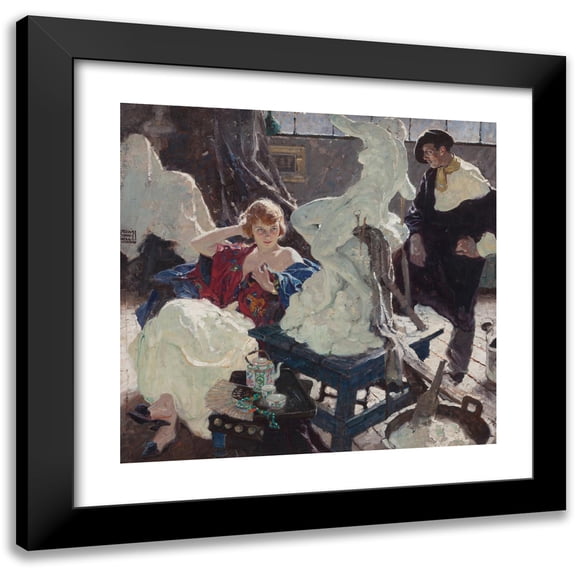 Dean Cornwell 13x12 Black Modern Framed Museum Art Print Titled - The Artist and His Model (1921)