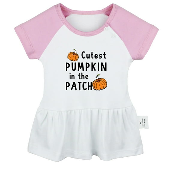 Cutest Pumpkin in The Patch Funny Dresses For Baby, Newborn Babies Skirts, Infant Princess Dress, 0-24M Kids Graphic Clothes (Pink Raglan Dresses, 6-12 Months)