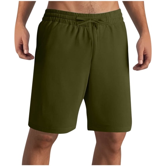 Clearance under 10$ Mens Shorts DYTTDG Men's Drawstring Elastic Waist Athletic Shorts Casual Knee Length Pants Army Green L