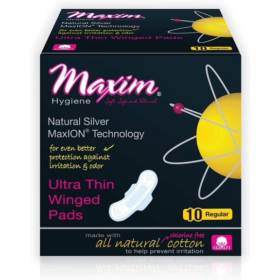 Maxim Hygiene Maxion Natural Ultra Thin Winged Pads, Regular - 10 Ea
