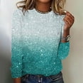 thumbnail image 2 of AOOCHASLIY Women's Paillette Blouse Fashion Women Casual Long Sleeve Gradient Printing Round Neck Loose T-Shirt Tops, 2 of 4