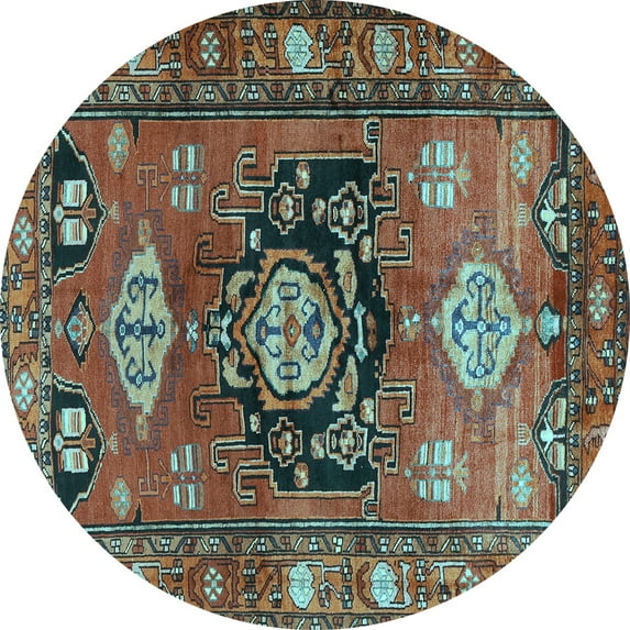 Ahgly Company Indoor Round Persian Light Blue Traditional Area Rugs, 3' Round