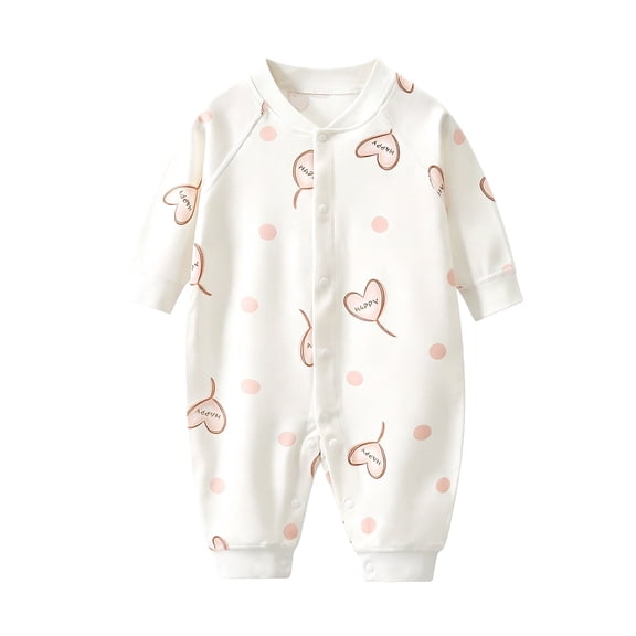 Akiihool Baby Long Sleeve Romper Baby Pajamas, Long Sleeve Footless Rompers, Snap Closure Sleeper for Boy Girls Pink,6-12 Months