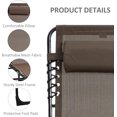 thumbnail image 5 of Chaise Lounge Chair Outdoor, 5-Position Adjustable Sun Tanning Chair with Carrying Handle and Side Pocket, Folding Bed Cot with Removable Pillow for Garden, Beach, Patio, Pool, Camp, Brown, 5 of 18
