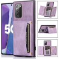 thumbnail image 5 of Design for Samsung Galaxy Note 20 Wallet Case with Tempered Glass Screen Protector PU Leather Credit Card Holder Slot Phone Cases Kickstand Shockproof Protective Cover for Women 6.7" Purple, 5 of 14