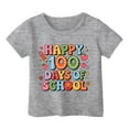 thumbnail image 3 of WEIYLL T-Shirts Filles Lettre 100 Jours d'École Col Rond Manches Courtes Été Décontracté Gris Hauts Enfant 8-9 Ans, 3 of 4