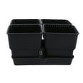 thumbnail image 2 of Raindrops 1 Set of Plastic Small Flowerpots Planter Box Succulent Bonsai Pot With Tray for Windowsill Garden (Black Tray and Pot), 2 of 8
