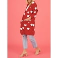 thumbnail image 6 of GXFC Women Valentine's Day Cardigan Open Front Duster Sweater Ladies Heart Print Long Knitted Pullover Warm Knit Chunky Cable Coat Loose Casual Outerwear with Pocket Spring Fall Knitwear Streetwear, 6 of 8