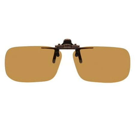 Clip on Flip up Plastic Sunglasses, Large Tru Rectangle, 60mm W X 38mm H (128mm or 5