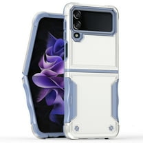Compatible with Samsung Galaxy Z Flip 3 5G Case, Rugged Military Dual Layers Bumper Hybrid Shockproof Heavy Duty Protective Hard Shell for Samsung Galaxy Flip 3 Phone Cover Case,White