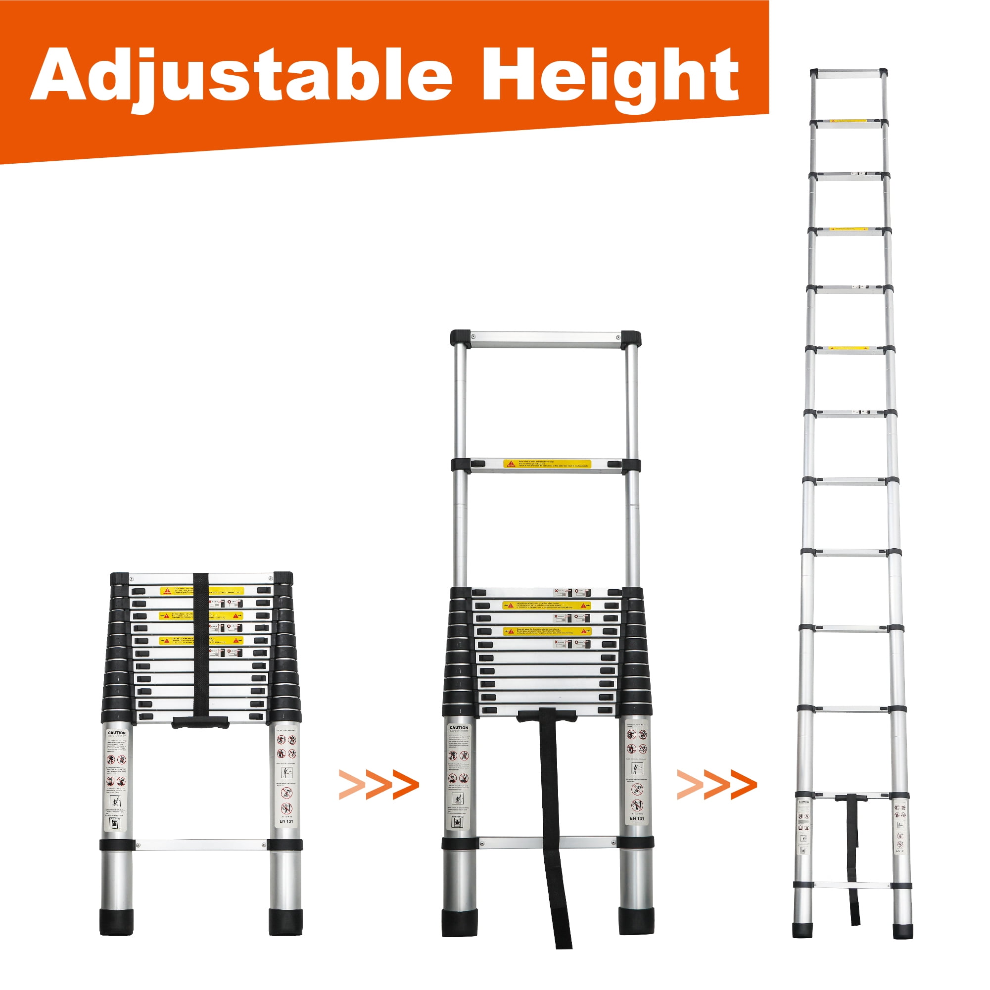 Heavy-Duty 16.5-Foot Telescoping Ladder with Aluminum Alloy Construction, Folding Extension Ladder for Indoor and Outdoor Use, 300 lb Capacity, Black