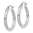 thumbnail image 2 of 14K White Gold Polished 3mm Lightweight Tube Hoop Earrings, 2 of 3