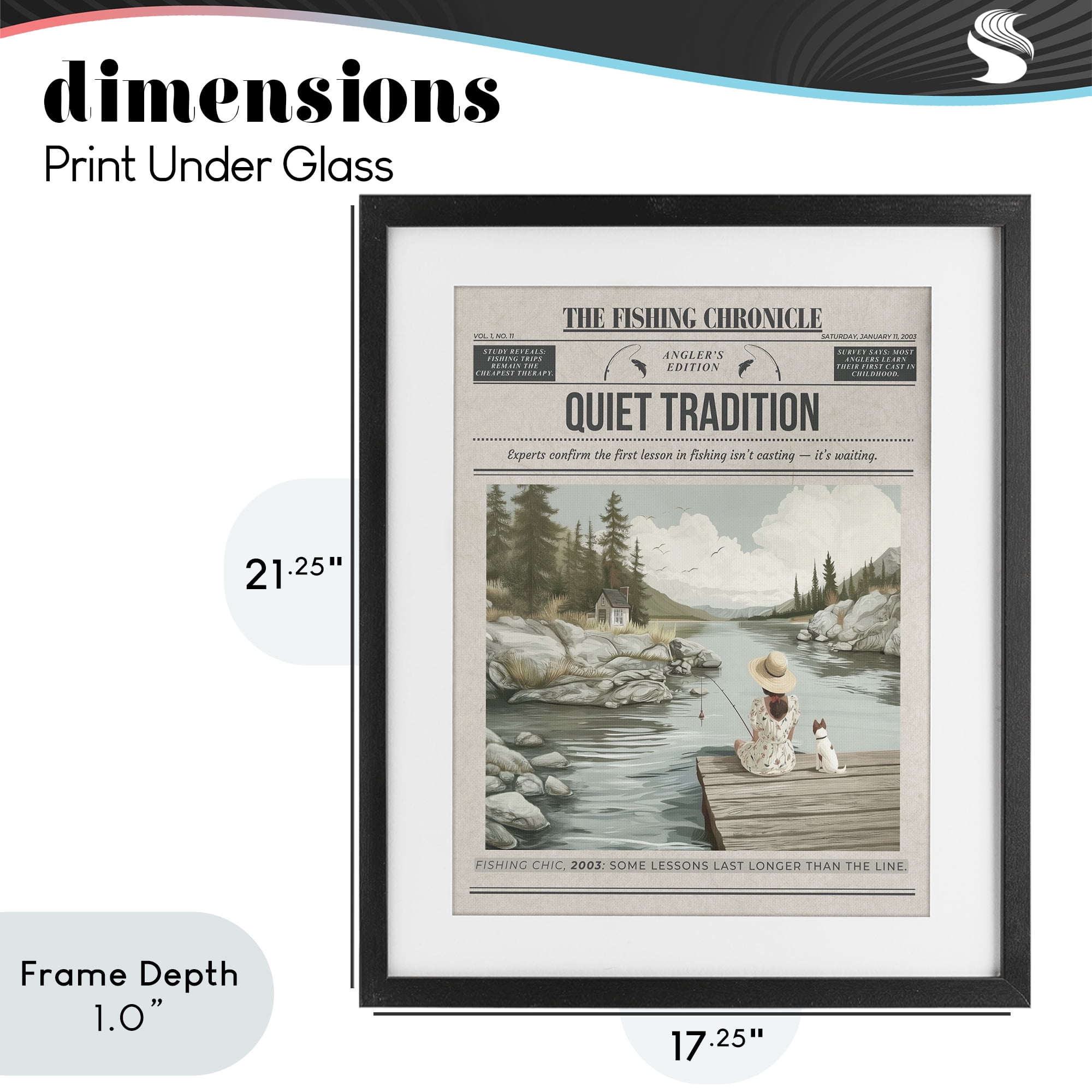 Stupell Industries Fishing Chronicle Magazine Black Framed Print Under Glass, design by A Barefoot Stylist