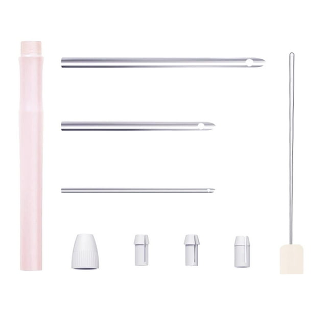 Rongfmy Punch Needle Set Tool Cross Stitch Tools Beginner- 5mm 3.5mm 2mm Needle Threader Pink
