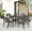 Without Cushions, variant on Nuu Garden 5-Piece Outdoor Bar Set, Outdoor Patio Dining Furniture Set, Round Dining Table with Umbrella Hole and Patio Dining Chairs, Bronze