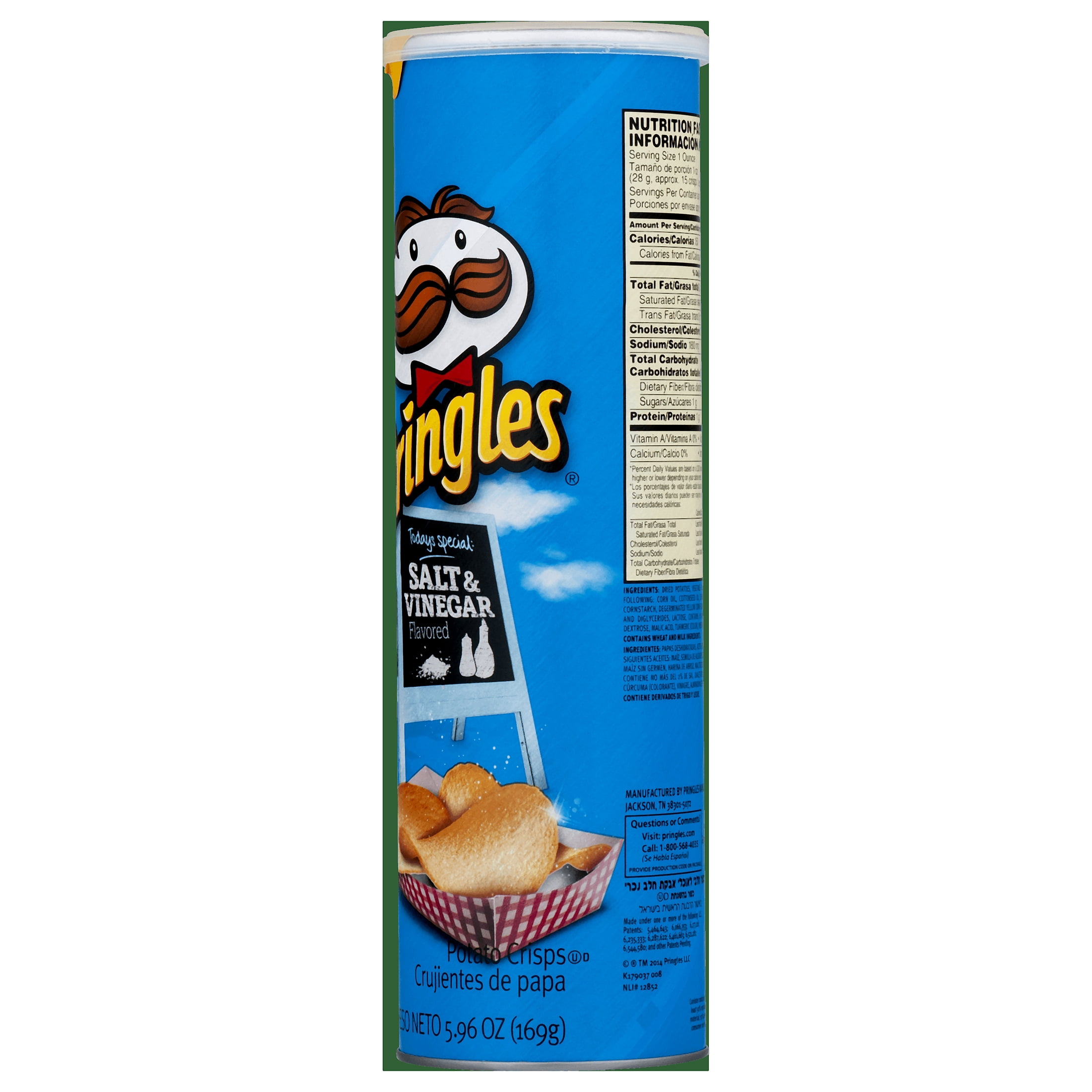 Pringles Salt and Vinegar Chips, 5.96 Oz.