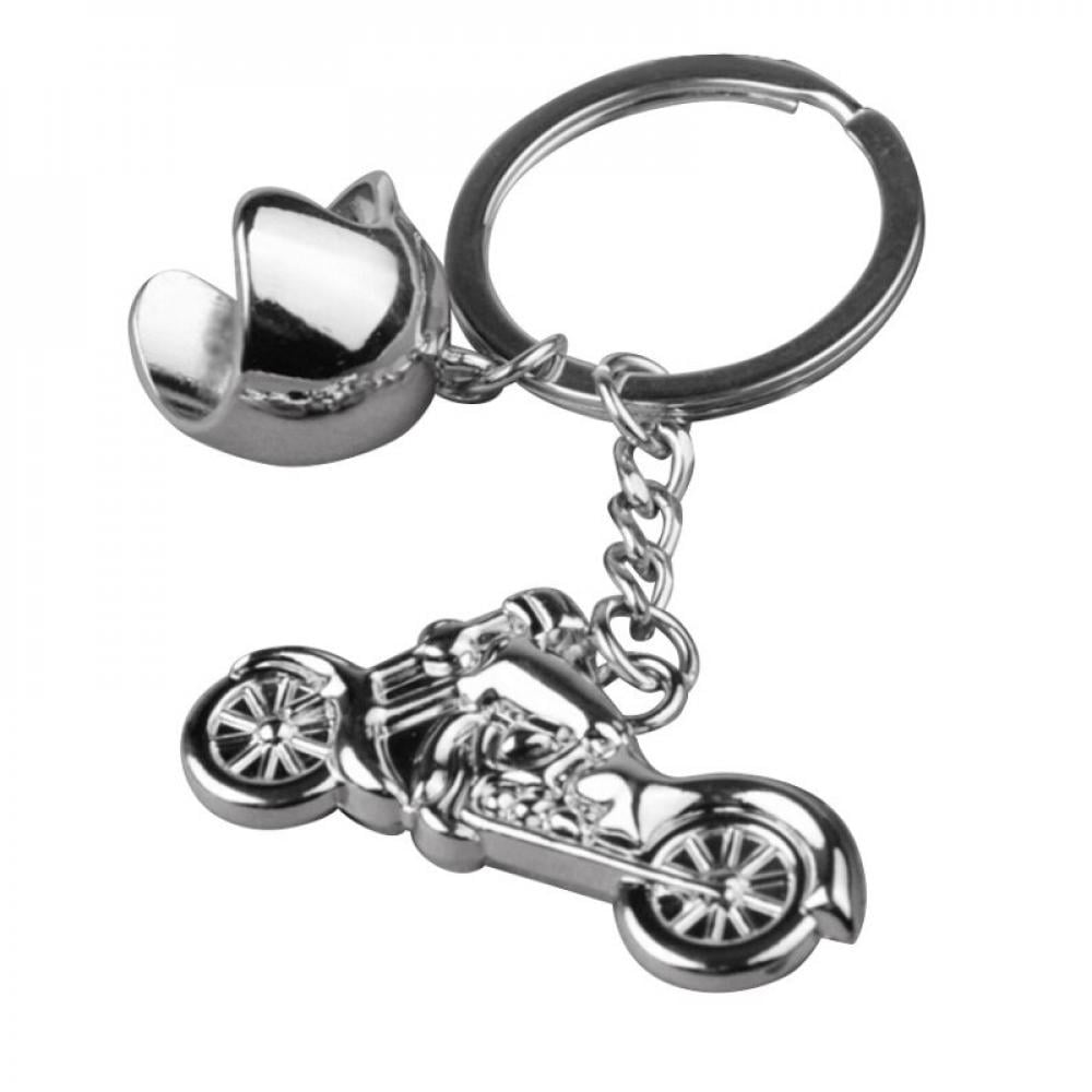 Chrome Silver Effect Metal Motorbike Motorcycle Keyring Keychain Keyfob Silver 