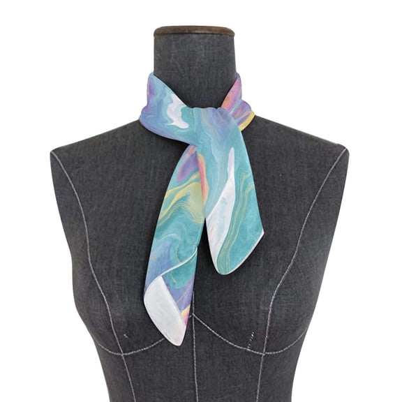 Square Scarf 24x24 Inch Rainbow-colored Twists Silky Satin Sun Protection Neck Scarf for Women Multi-Purpose Head Wrap Bandana for Hair Bag Decoration