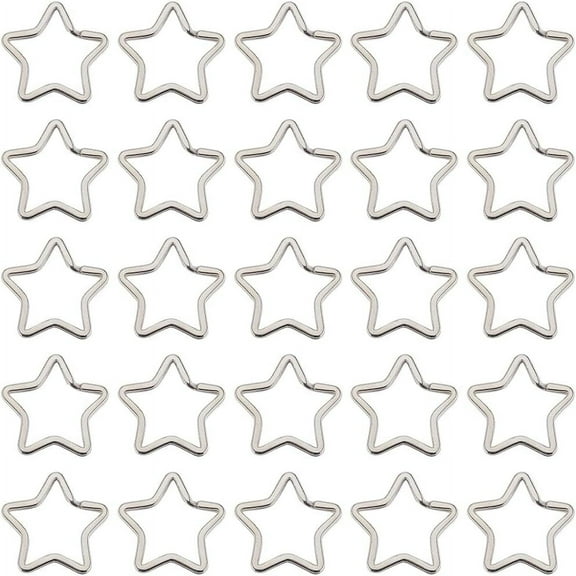 1 Box 30Pcs Star Keyring Clip Split Keychain Rings Iron Silver Stars Metal Key Chain Hook Key Ring Clasps Holder Keychain Connector