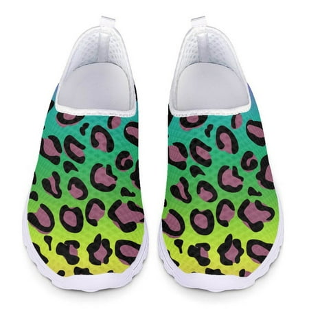 

New Fashion Gradient Color Cartoon Leopard Print Ladies Sneakers Mesh Shock Absorbing Running Shoes Casual Footwear