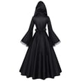 thumbnail image 3 of IUYRTFE Women Gothic Hooded Long Sleeve Maxi Dress Mysterious Dark Style Hoodie Gown for Halloween Themed Parties, 3 of 9
